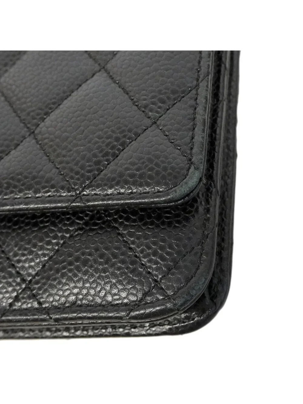 Chanel Wallet on Chain Quilted Caviar Leather Black Silver